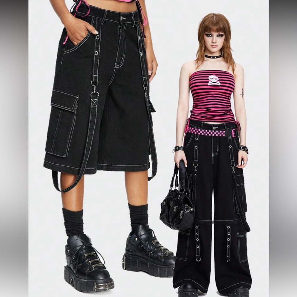 ❌ SOLD NEW Low Waist Wide Leg Convertible BoyFriend Jeans Jorts Cargo Pants